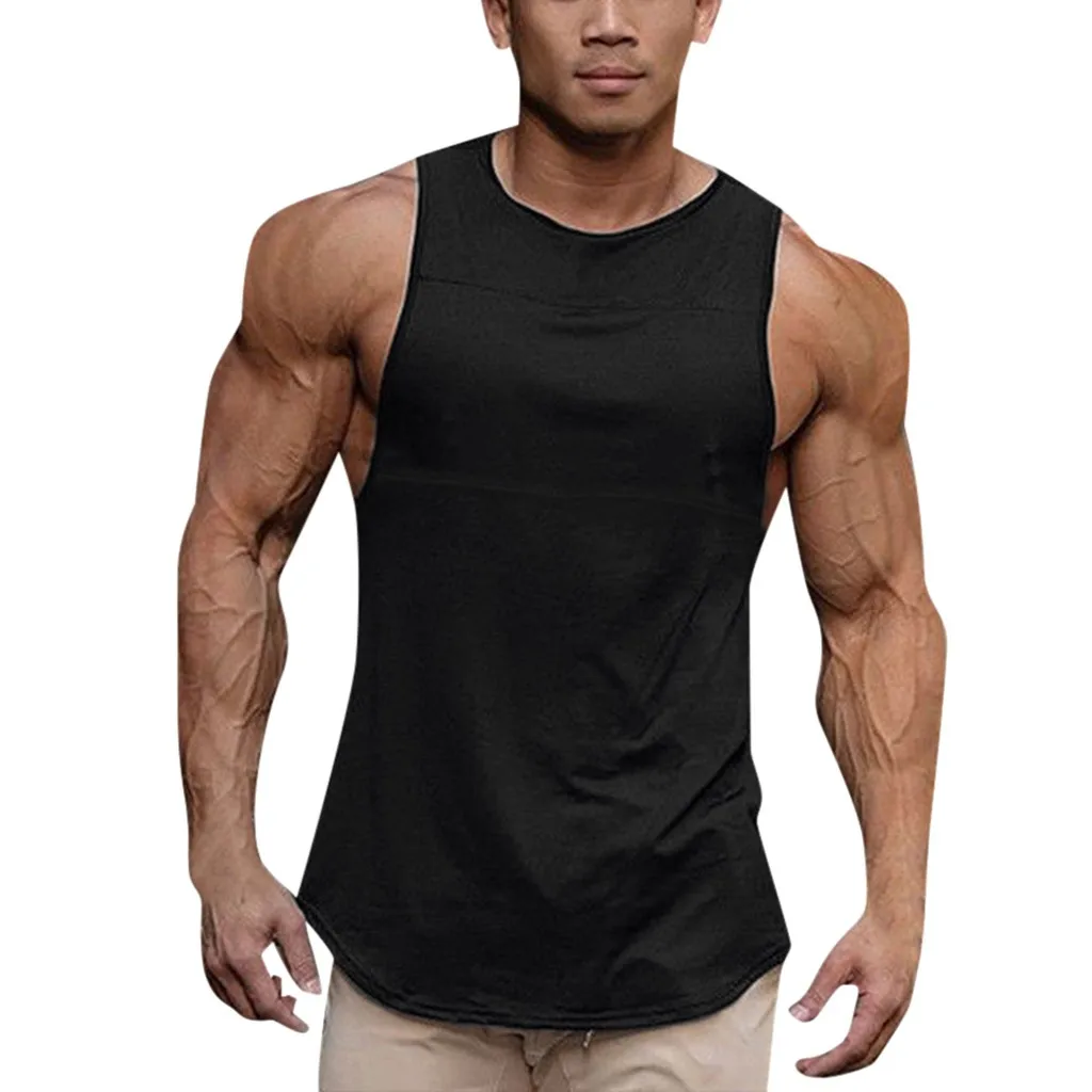Hot Brand Plain Cotton Tank Top Men Bodybuilding Singlet Gyms Stringer ...
