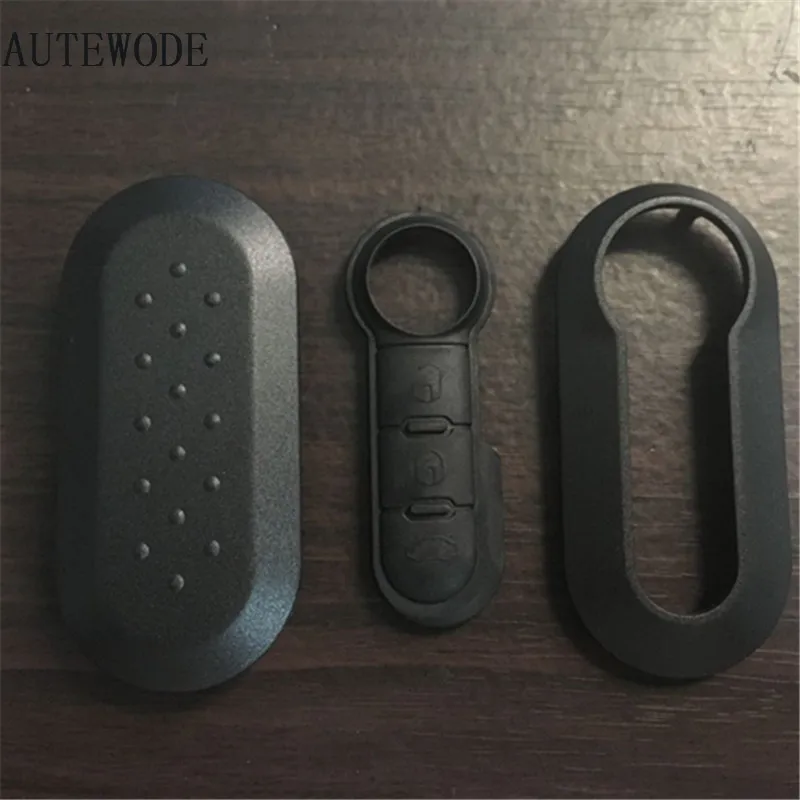 

AUTEWODE Black color new Car key shell case fits for Fiat 500 3 buttons flip remote key fob Plastic material 1pc