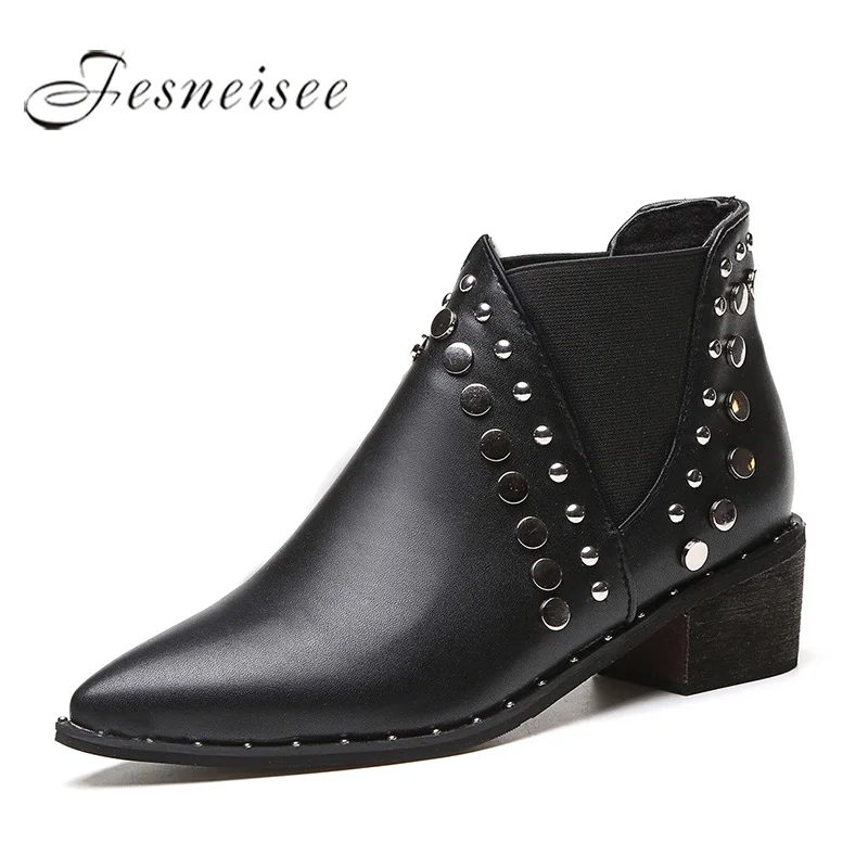 FESNEISEE Women Boots Oxfords Shoes For Women British Style Woman PU Leather Flats Heel Casual