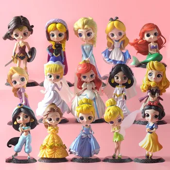 

Q Posket Characters Princess Aurora Alice Wonder Woman Anna Elsa Doll PVC QPosket Princess Anime Figure Toys Dolls