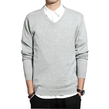 Новые осенние модные брендовые повседневные мужские свитера с v-образным вырезом Slim Fit однотонные мужские свитера хлопковые пуловеры мужские