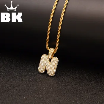 

Alloy Bling Bubble Intial Let Iced Out Rhinestone A-Z Initial Pendant Gold Silver Rose Gold Color Charm Pendant Necklace