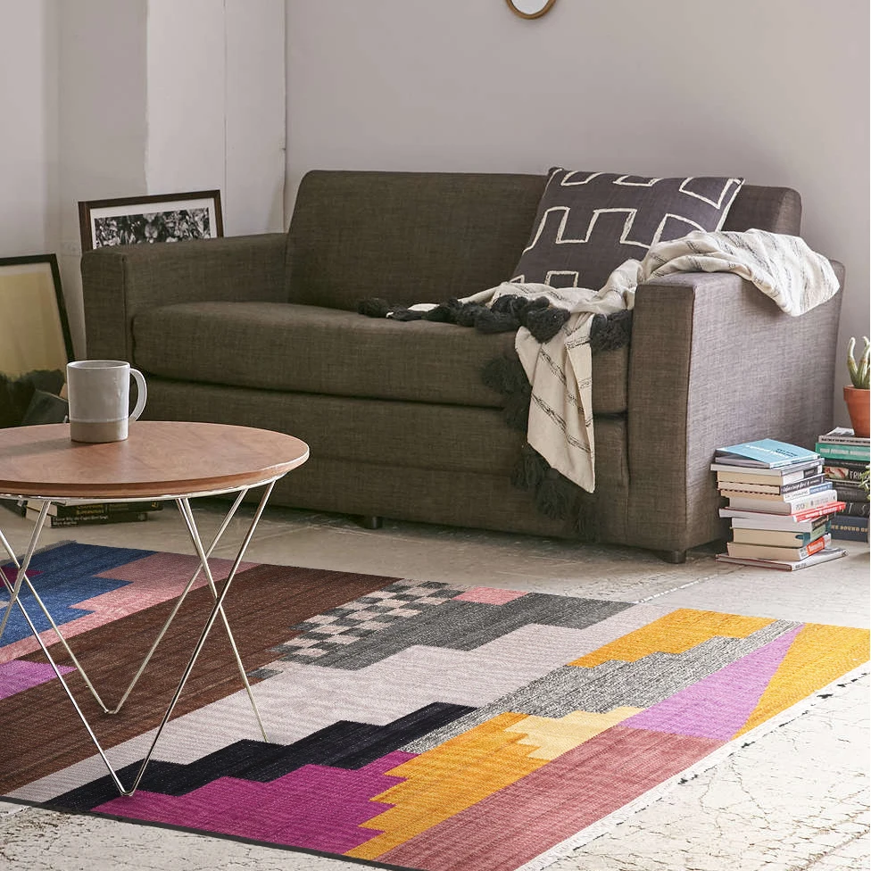 Шерсть ручной работы ковер геометрический индийский плед полосатый современный дизайн килим Iran Bohemia французский скандинавский стиль