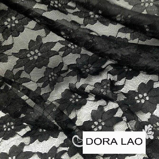 

140cm black embroidery net lace fabric for dress shirt clothes