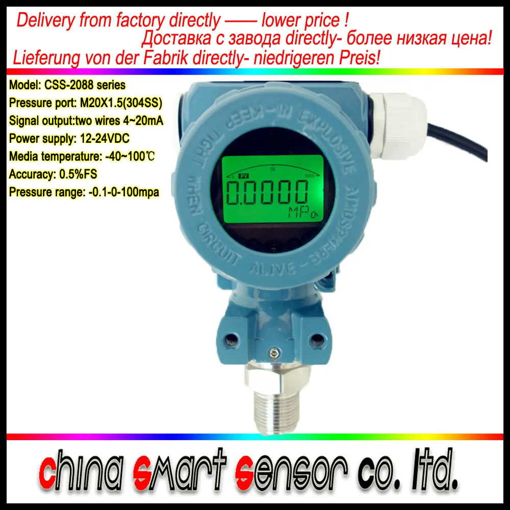 Industrial Ex proof 2088 Diffused Silicon Smart Pressure Transducer 4 to 20mA LCD Display Pressure Transmitter Free Shipping-in Pressure Sensors from Tools ...
