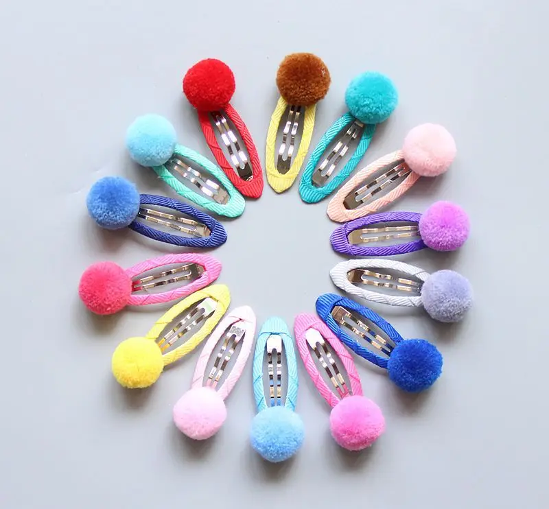 2pcs Cute Candy Color Hair Ball Hairgrip Baby Girls Kids Hair Clip