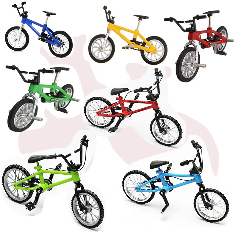 

Novelty Toys Alloy Mini Size Finger Bikes Green Blue Yellow Red Fingerboard Bicycle With Brake Rope Toys for Boys