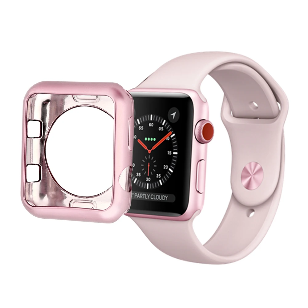 TPU Colorful plating Protector case For Apple Watch 3 2 1 42MM 38MM TPU Cover All-inclusive case For Iwatch 3 2 1 38MM 42MM