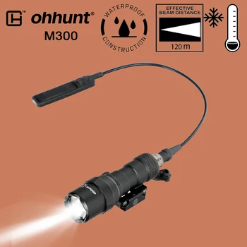 

ohhunt M300 Tactical LED Flashlight Hunting Scout Light 400 Lumens IPX6-IPX7 Waterproof Picatinny Rail Mount with 2 Switches