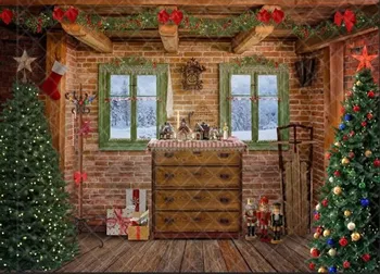 

Santa Story Snow Christmas Village window tree room gift backdrop Computer print children kids backgrounds