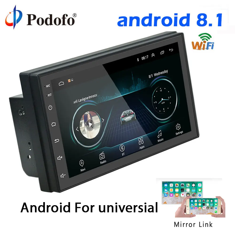 

Podofo 2din Android 8.1 Universal Car Radio GPS Navigation wifi Bluetooth Touchscreen Audio Stereo FM USB Multimedia MP5 Player
