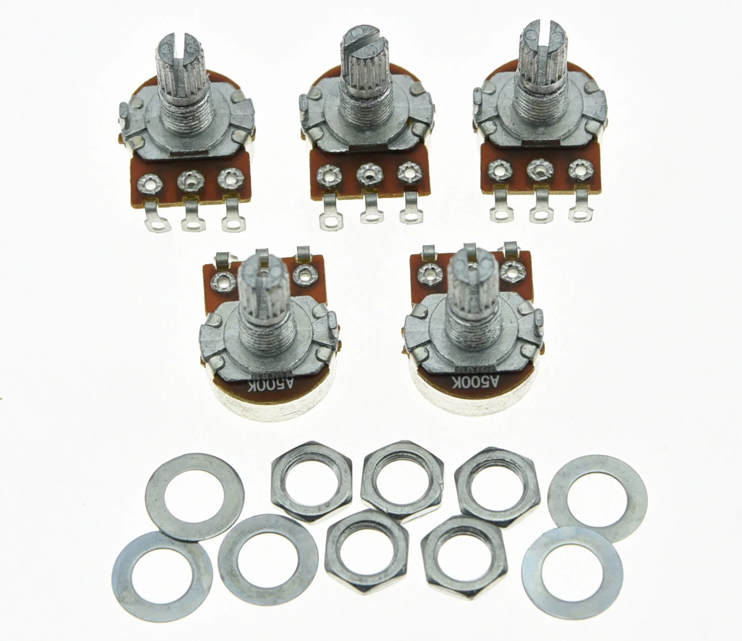 KAISH 5x Audio 500K Guitar Mini Pots Short Split Shaft Potentiometers