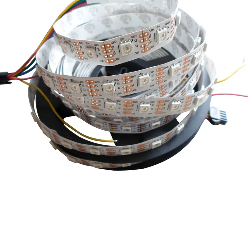 

5mX High quality 5V input 5050SMD SK9822 RGB full color digital led strip 30/32/48/60/72/144LED/m with white PCB free shipping