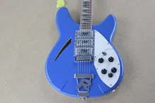 blue rickenback 360 semi hollow body 6 strings jazz electric guitar with 2 output jacks mono & stereo 330 ricken guitar