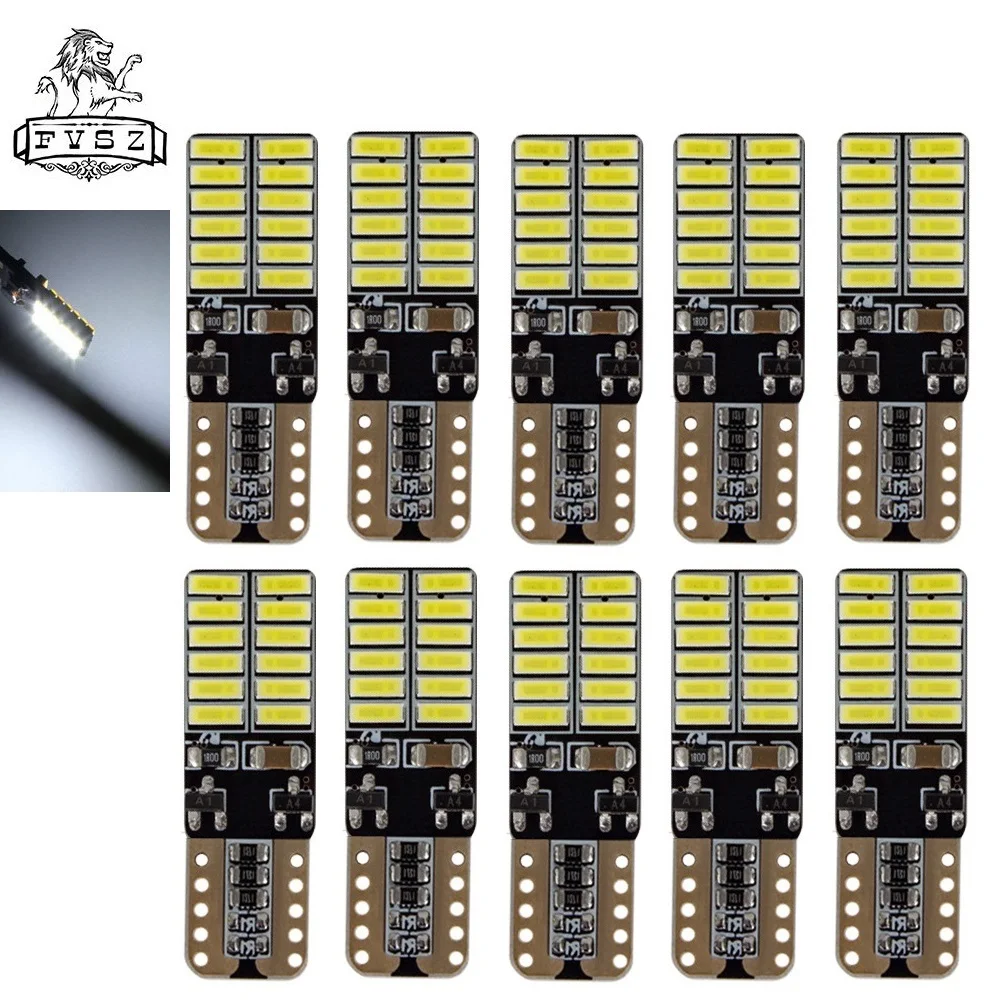 10 шт. T10 светодиодный автомобильный светильник от Canbus W5W 4014 24-SMD 8W 6000K Светильник-излучающий диоды независимая лампа Excelente producto