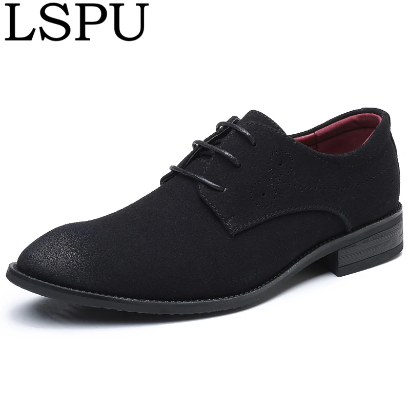 

2019 Brand LSPU Multicolor Men Shoes Lace Up Breathable Casual Oxfords British Fashion Leather Shoes Men Flats Plus Size 38-48