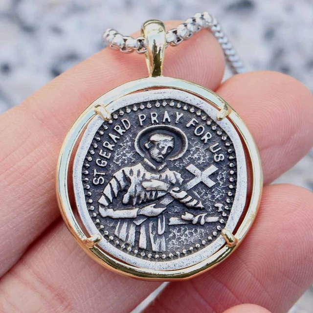 Amazon.com: Saint Gerard Necklace Silver Catholic St Gerard Medal Trendy  Inspirational Gift for Her Patron Saint of Expectant Mothers Can Be  Personalized