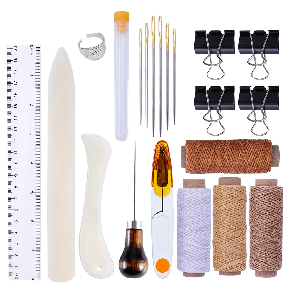 

Tools Convenient Ruler Sewing Kit Safety Easy Use Needles Scoring Hand Bookbinding Home Leathercraft Durable DIY
