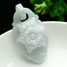 Бирма резные изготовленные изумруды подвеска-Подсолнух из натуральной Нефритовый Кулон Кольца Листья женские аксессуары