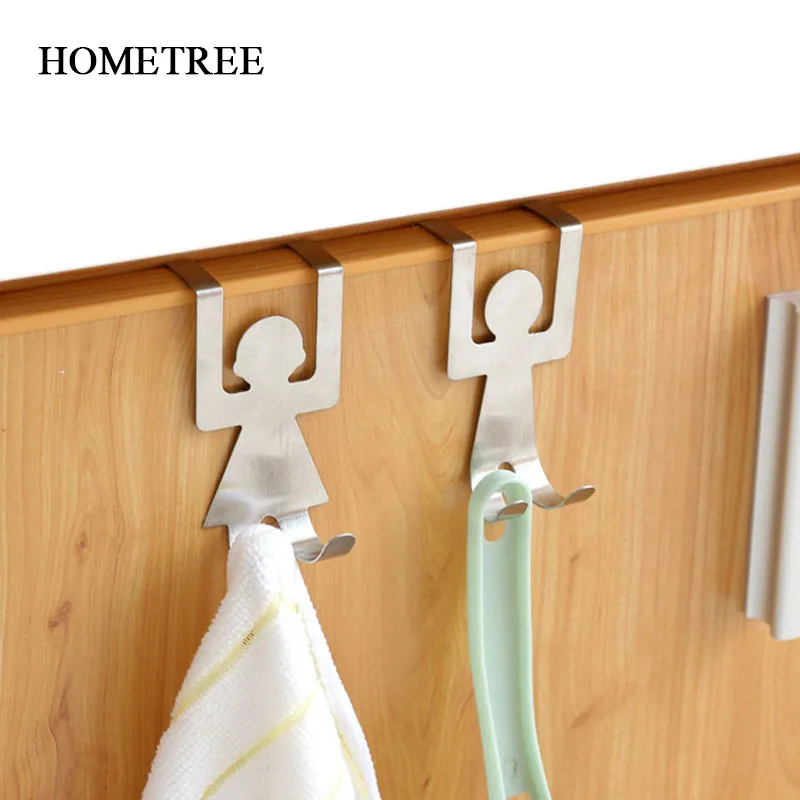 

HOMRTREE 1Pcs Stainless Steel Door Hooks 2Pcs/set Cartoon Humanoid Seamless Kitchen Clothes Hook Door Hanger Storage Hooks H845