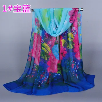 

Ladies printe fashion floral scarf/shawls chiffon silk beach Muffler pattern multicolor design long flower scarves/shawls XQ146
