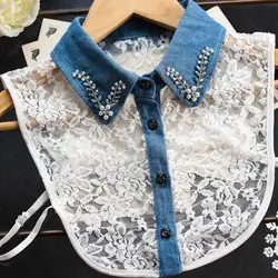 Блузка с кристаллами пряжа Eugen ковбой жемчуг кристалл ожерелье жилет вышивка воротник украшенная Одежда аксессуары винтаж