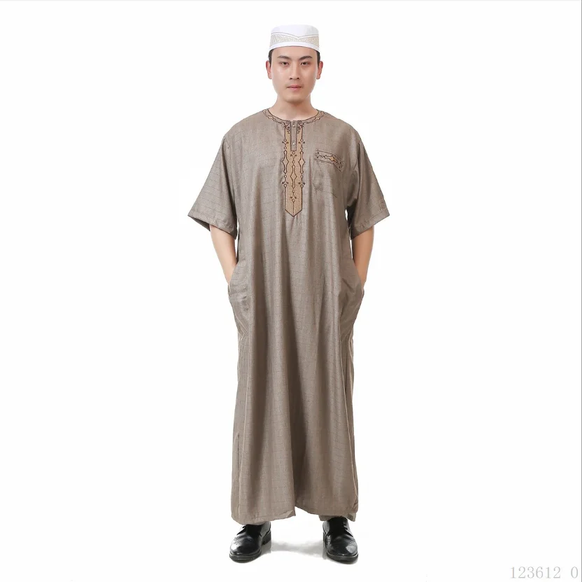 Женское платье с круглым вырезом Jubba tobe Camisas Masculina длинное короткими рукавами