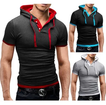 

men clothes 2018 summer shirt men new style tight men polo shirt short sleeved POLO hanging rope hooded plus size men 5xl