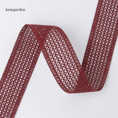 Kewgarden Wholesale 28mm Hollow Satin Ribbons Handmade Tape DIY Hair Bowknot Ribbon Packing Riband Webbing 20 Yards / lot - Цвет: Цвет красного вина
