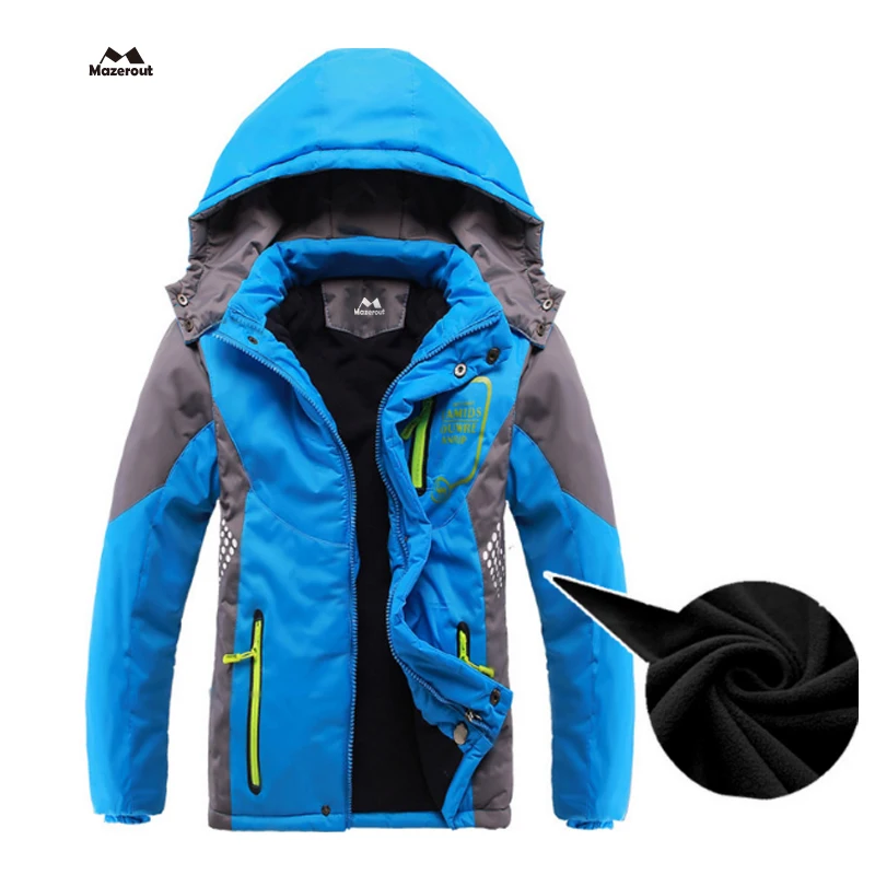 

MAZEROUT Boy Girl New Skiing Outdoor Jackets Winter Hood Camping Kids Trekking Hiking Climing Travel Children Cotton Coat 3XL J6