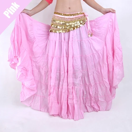 10 ярдов женский Племенной танец живота костюм аксессуар эластичный пояс хлопок лен Цыганская длинная юбка макси(без пояса - Цвет: Pink
