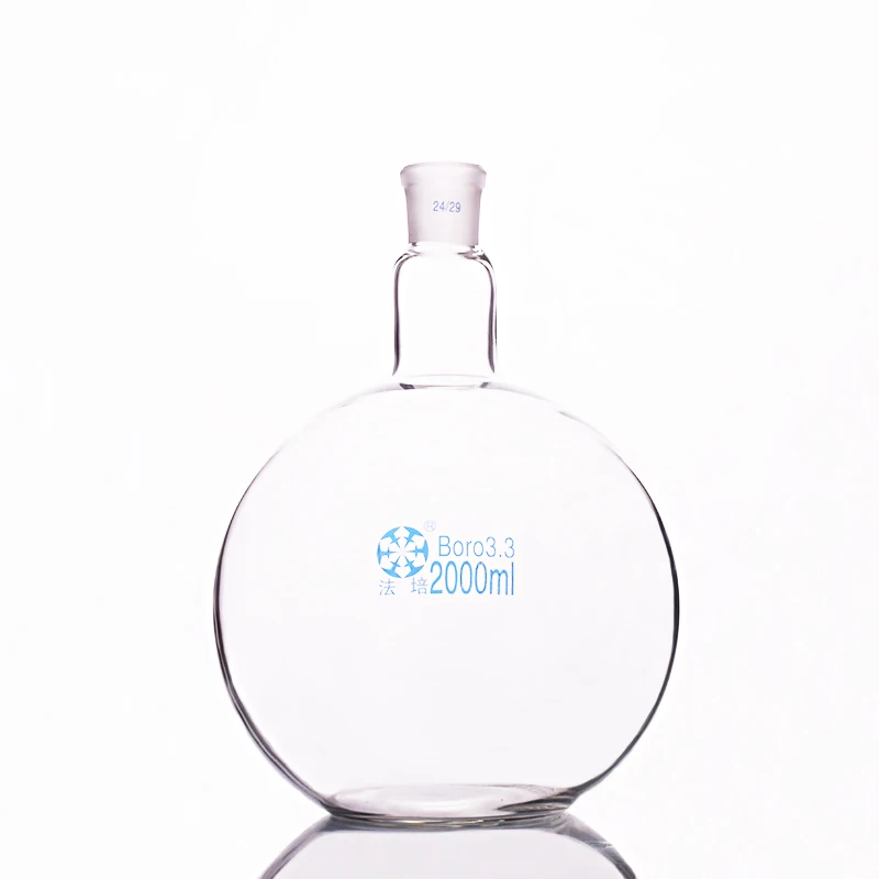 Plana-balão de Fundo Frasco de Ebulição Capacidade de 2000 ml e Joint Único Padrão Boca 29 Pescoço Frasco Liso 24 –
