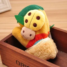 Лидер продаж, детские перчатки с рисунками животных, Зимние Детские утепленные варежки, милые вязаные перчатки с божьей коровкой для мальчиков и девочек возрастом от 4 до 7 лет