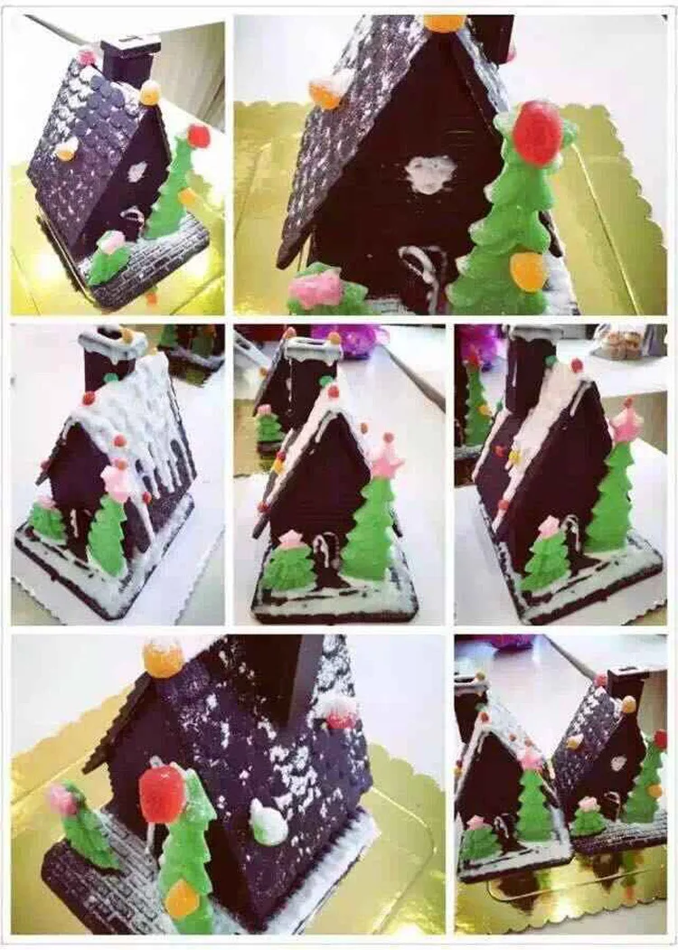 AMW, Рождественская силиконовая форма, 3D пряничный домик, шоколадная форма, инструменты для украшения торта, Аксессуары для выпечки