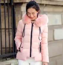 Fashion Women Winter Jacket New Big Fur Collar Hooded Warm Jackets for Woman Casual Down Cotton