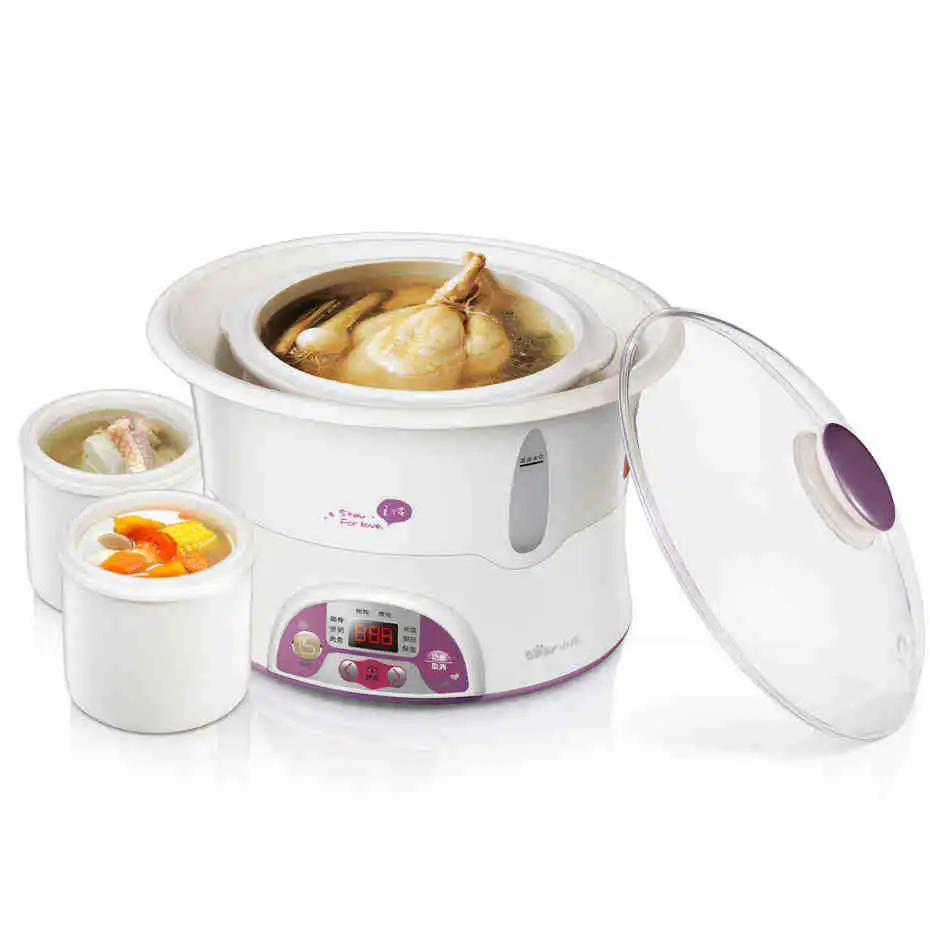 ФОТО Baby Stew Pot of Electric Cooker White Porcelain Pot Three Bile Congee Soup Pot Multivarka Electric Cookers soeppan electrisch