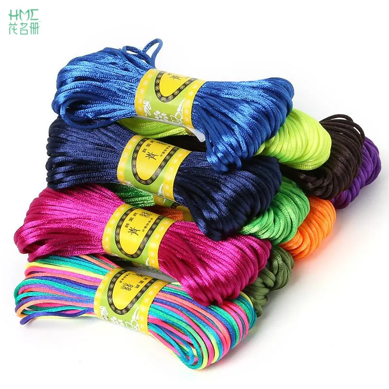 

2mm 20meter Soft Satin Rattail Silk Macrame Cord Nylon Kumihimo For Chinese Knot Bracelet Necklace DIY Jewelry Finding