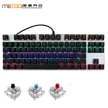 

Metoo ZERO Backlit Gaming Genuine Mechanical Keyboard Anti-ghosting Luminous LED Metal Wired Keyboard Russian / English /Spanish