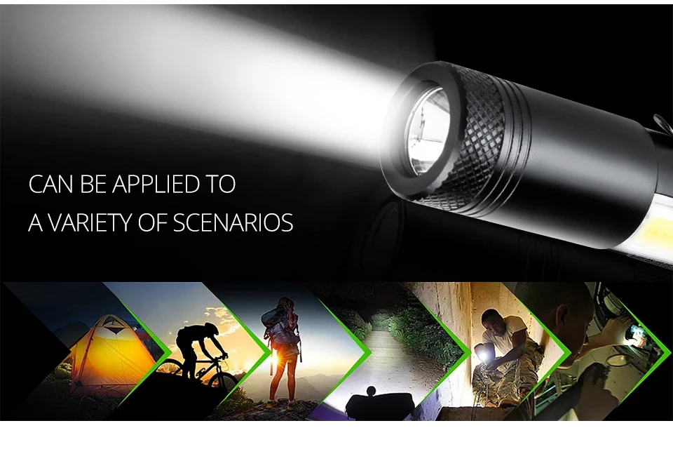 Q5+COB LED Flashlight Powerful LED Torch Flashlight Lanterna (3)