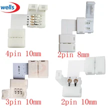 10x 2pin 3pin 4pin светодиодный разъем L форма для подключения угловой правый угол 10 мм 5050 WS2811 WS2812B светодиодный светильник RGB цвет