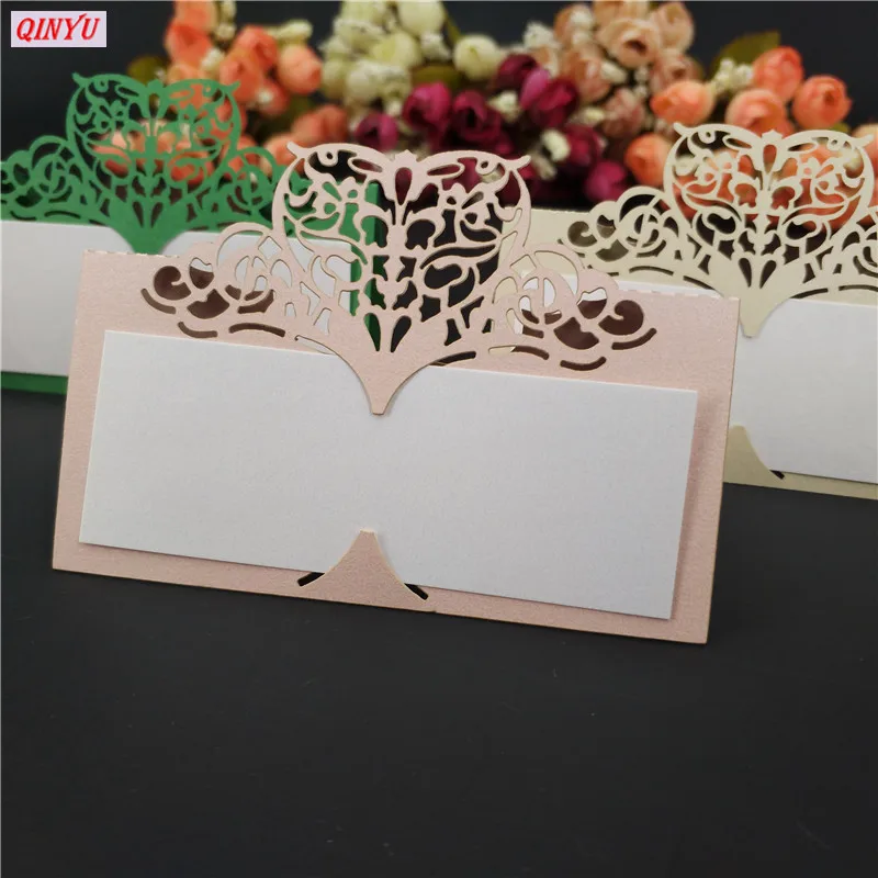 10pcsLot Hollow out Luxury Name Cards Table Name Place Cards Wedding Christmas Birthday Party Invite Cards Table Decoration 5ZSH871 (43)