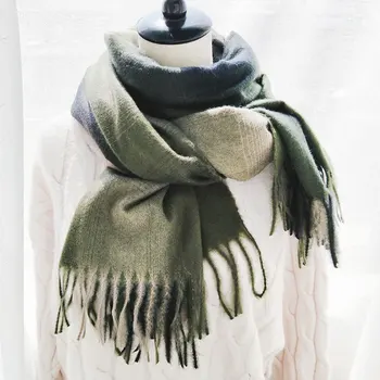

2018 Women Scarf Luxury Long Shawl Warm Winter Women Scarf Cashmere Gradient Color Chic Casual Female Wool Scarves Tassel Wool