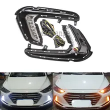 MZORANGE 1 Pair Daytime Corsa e Jogging Luci LED per Hyundai Elantra 2016 2017 copertura della lampada della Nebbia DRL Bianco con turno giallo lampade di segnalazione