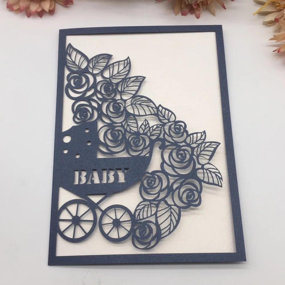 30 шт. Новая лазерная резка перламутровая бумага Blessing Card Baby Shower девочка мальчик 1 день рождения вечерние украшения карточка приглашения