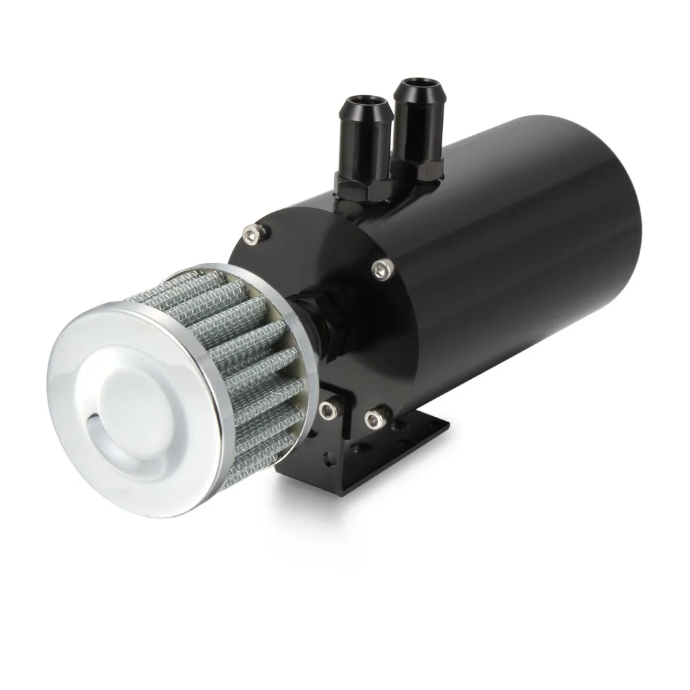 

ENGINE OIL CATCH CAN RESERVOIR TANK BREATHER OIL SEPARATOR ALUMINUM BLACK Breather Filter Baffled Black