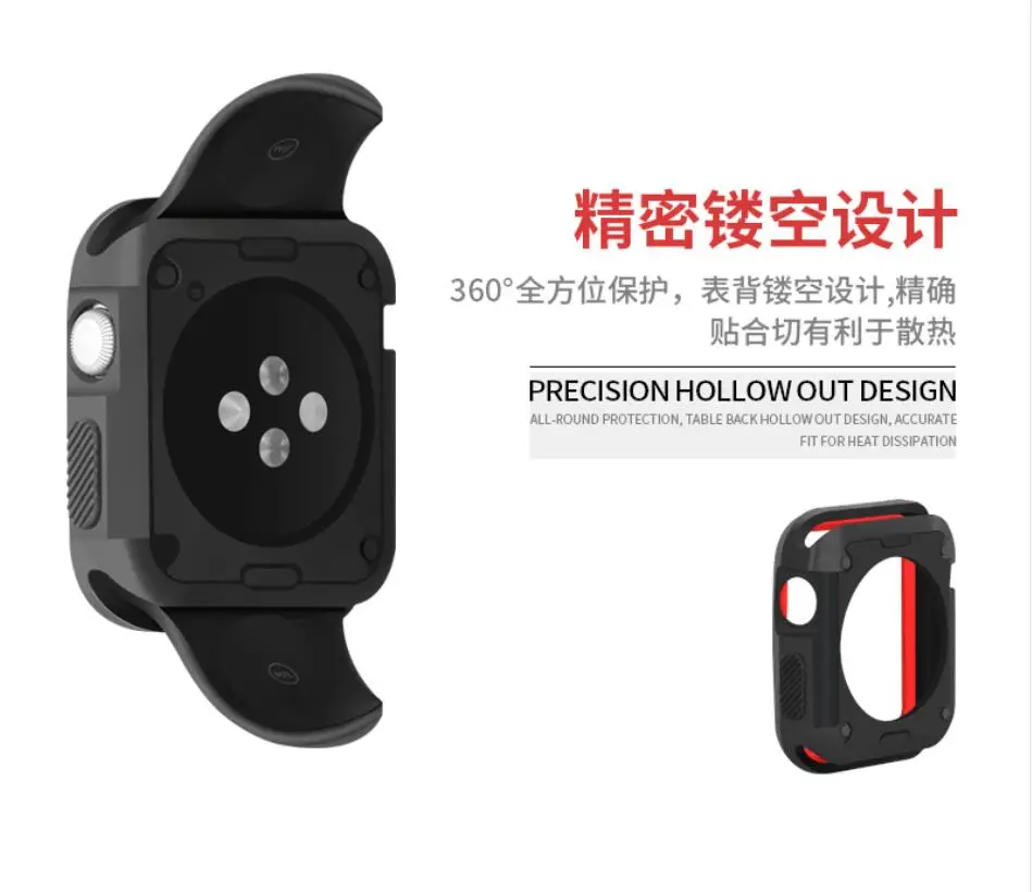 Силиконовый чехол для apple watch, чехол 42 мм, 38 мм, 40 мм, 44 мм, спортивный ремешок, рамка, резиновый мягкий чехол для iwatch series 5, 4, 3, 2, 1, задняя крышка
