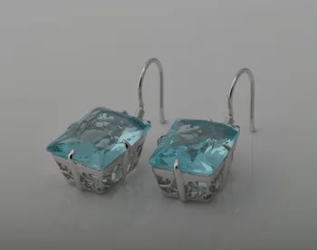 

Delicate and elegant women's fashion exquisite ms series 925 sterling silver sea sapphire earrings best Christmas gift