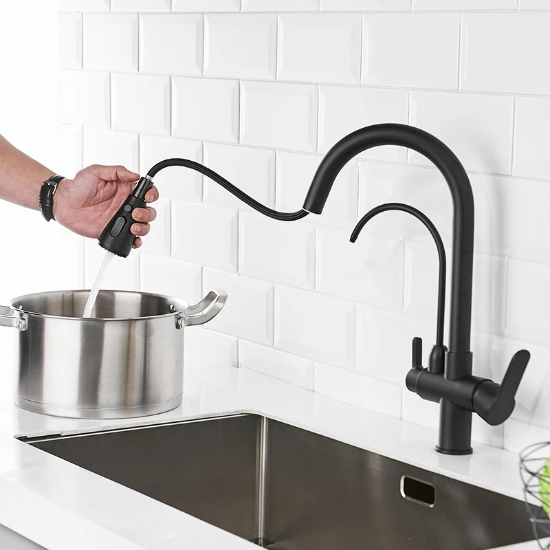 Fapully Kitchen Faucet Filter Water Sink Black Brass Pull Down Dual Sprayer Nozzle Torneira Swivel Water Outlet Mixer Tap 1030 Fapully Kitchen Faucet Filter Water Sink Black Brass Pull Down Dual Sprayer Nozzle Torneira Swivel Water Outlet Mixer Tap 1030