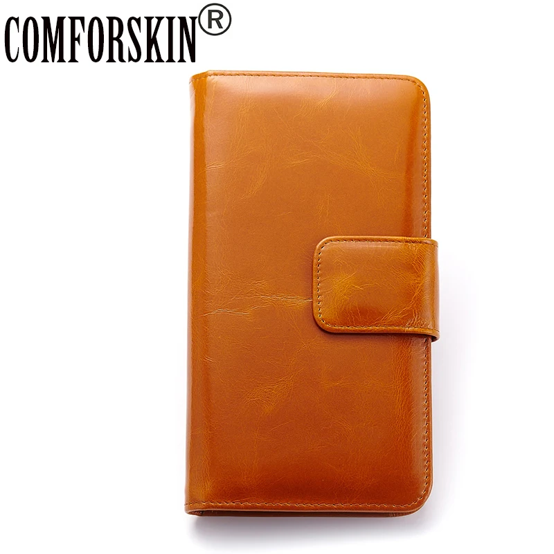 

European and American Genuine Leather Long Retro Style Organizer Wallets High-end Market Large Capacity Practical Card Wallet