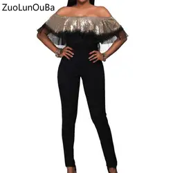 ZuoLunOuBa 2018 пикантные Для женщин Ruffled Tube Топы Блестки колготки комбинезоны Европа Америка Для женщин Мода Кружевное сексуальное боди